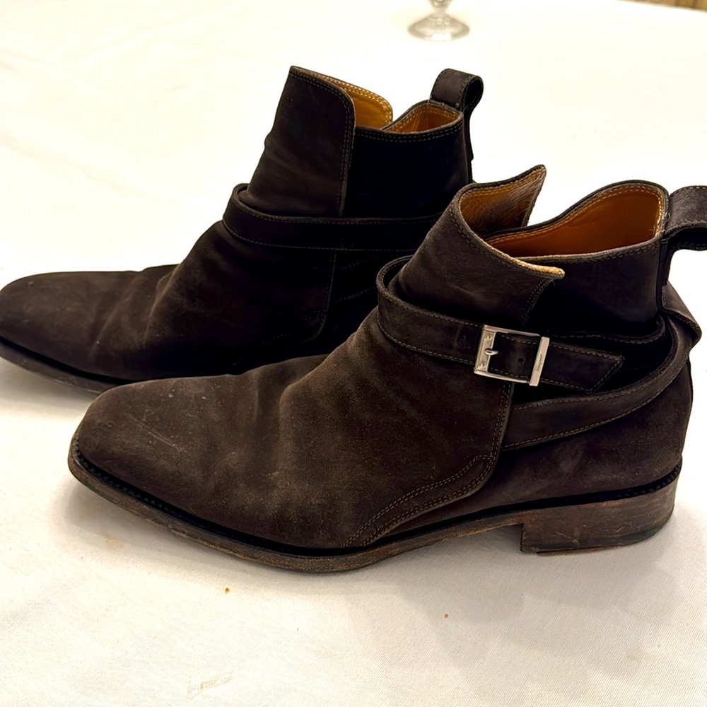 Salvatore Ferragamo brown suede boots